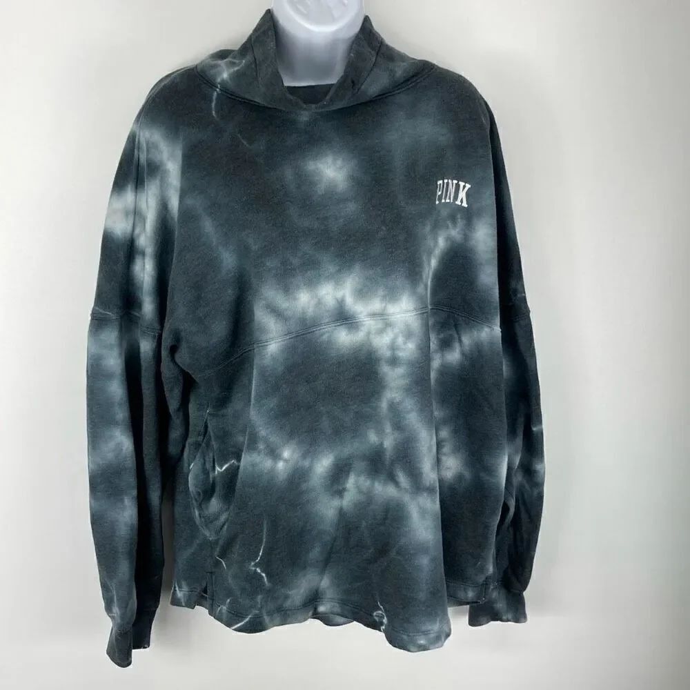 Vs Victorias Secret Pink Varsity Cowl Sweater Top Black/White Tie Dye women’s si